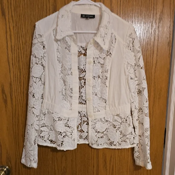 INC International Concepts Women's White Lace Blazer - Picture 1 of 5